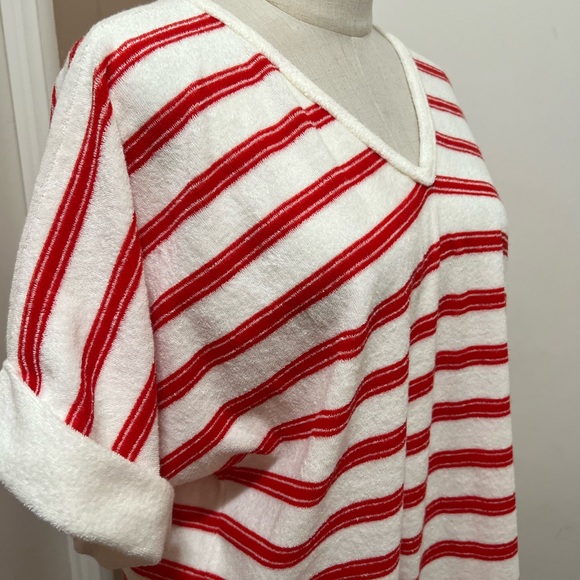Vintage Miss Elaine Relax Pullover Short Robe Striped Short Sleeve OS - Picture 2 of 8